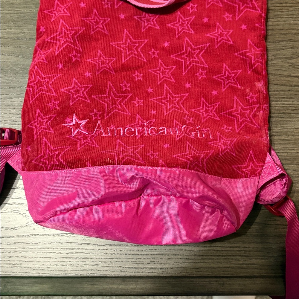 American Girl Vibrant Red and Pink Star Backpack - Picture 4 of 4